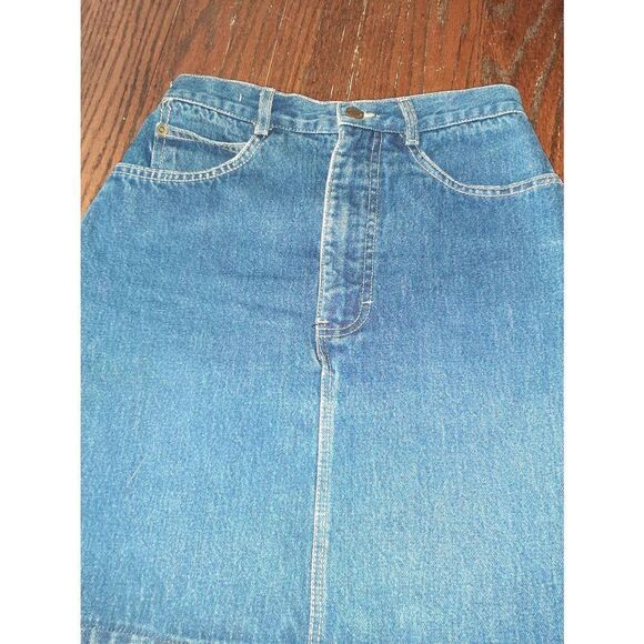 Size 7/8 Brooks Brothers Cotton Blue Denim Blue Jean Mini Skirt with Pockets - Picture 4 of 5